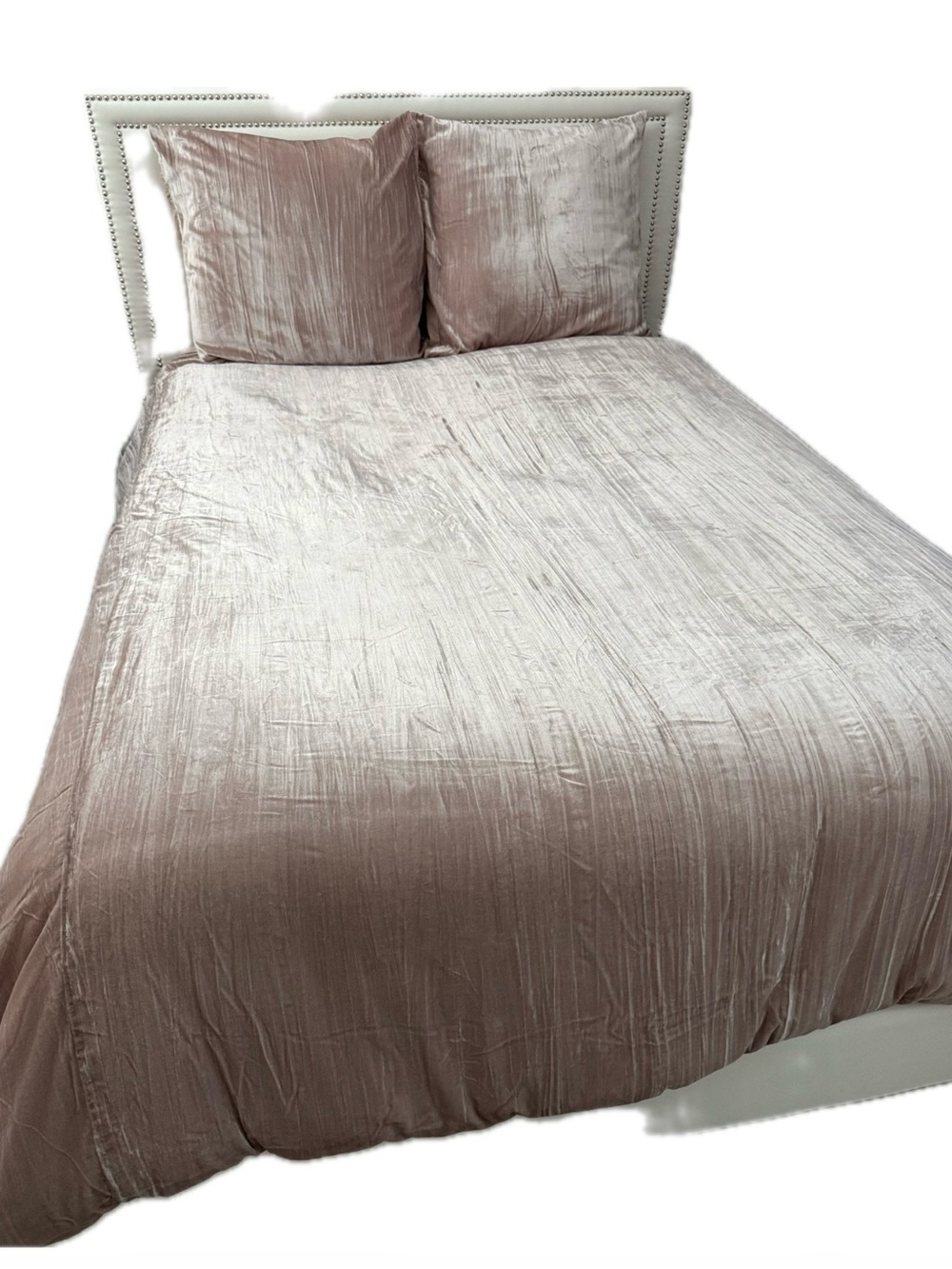 West Elm Crinkle Velvet Duvet Cover & 2 Euro Shams